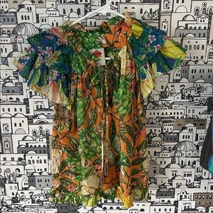 Floral Blouse with Ruffle Sleeves